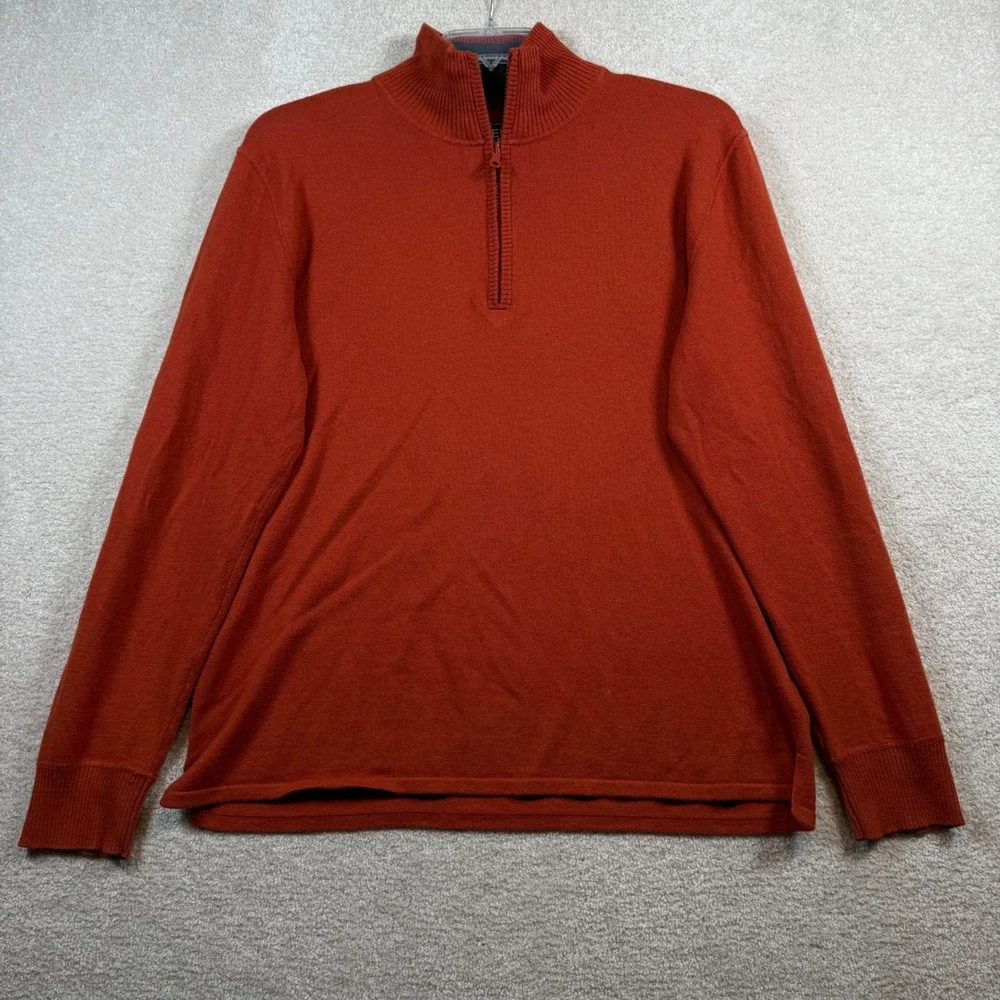 The‎ North Face Quarter Zip Sweater Mens Medium Burnt Orange Cotton Wool Blend